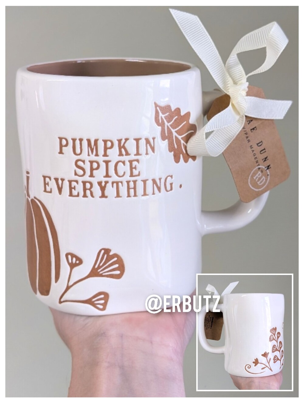 Rae Dunn PUMPKIN SPICE EVERYTHING Autumn Mug with Pumpkin Patch Design 🎃